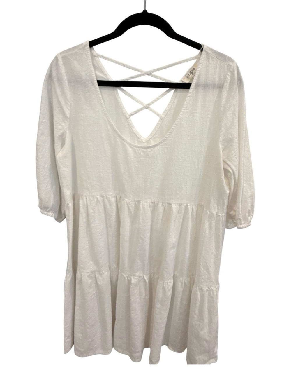 Umgee White Crisscross Back Tiered Swim Coverup